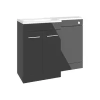 Lavello Dark Grey Gloss 1000mm  L Shape Pack with Slim Basin Worktop