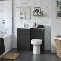 Lavello Dark Grey Gloss 1000mm  L Shape Pack with Slim Basin Worktop