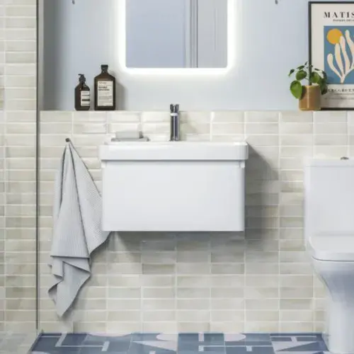 Leo 500mm Wall Hung 1 Drawer Basin Unit & Basin - Matt White