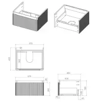 Leo 600mm Wall Hung 1 Drawer Basin Unit & Ceramic Basin - Matt Black