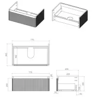 Leo 800mm Wall Hung 1 Drawer Basin Unit & Ceramic Basin - Matt Black