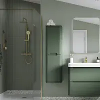 Libras 350 2 Door Wall Hung Tall Unit, Matt Sage Green