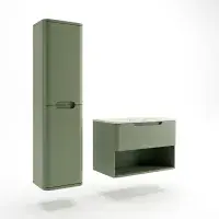 Libras 350 2 Door Wall Hung Tall Unit, Matt Sage Green