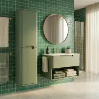Libras 350 2 Door Wall Hung Tall Unit, Matt Sage Green