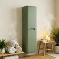 Libras 350 2 Door Wall Hung Tall Unit, Matt Sage Green