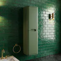 Libras 350 2 Door Wall Hung Tall Unit, Matt Sage Green