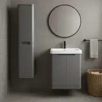 Libras 350mm 2 Door Wall Hung Tall Unit, Matt Grey