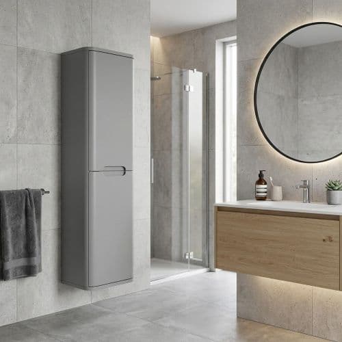 Libras 350mm 2 Door Wall Hung Tall Unit, Matt Grey