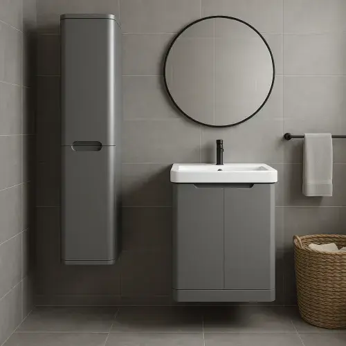 Libras 350mm 2 Door Wall Hung Tall Unit, Matt Grey