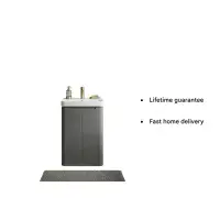Libras 500mm 2 Door Basin Unit  Matt Grey, Includes Ceramic Basin