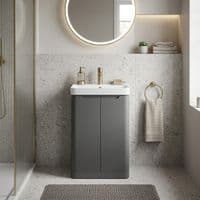 Libras 500mm 2 Door Basin Unit  Matt Grey, Includes Ceramic Basin