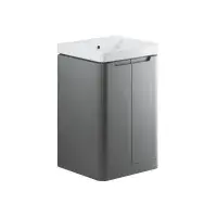 Libras 500mm 2 Door Basin Unit  Matt Grey, Includes Ceramic Basin