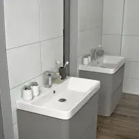 Libras 500mm 2 Door Basin Unit  Matt Grey, Includes Ceramic Basin