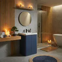 Libras 500mm 2 Door Basin Unit Matt Indigo Includes Ceramic Basin