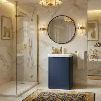 Libras 500mm 2 Door Basin Unit Matt Indigo Includes Ceramic Basin