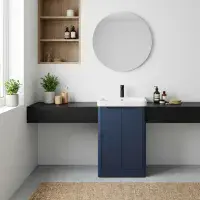 Libras 500mm 2 Door Basin Unit Matt Indigo Includes Ceramic Basin
