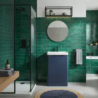 Libras 500mm 2 Door Basin Unit Matt Indigo Includes Ceramic Basin