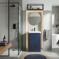 Libras 500mm 2 Door Basin Unit Matt Indigo Includes Ceramic Basin