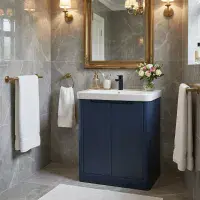 Libras 500mm 2 Door Basin Unit Matt Indigo Includes Ceramic Basin