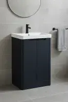 Libras 500mm 2 Door Basin Unit Matt Indigo Includes Ceramic Basin