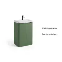Libras 500mm 2 Door Basin Unit Sage Green - Includes Ceramic Basin