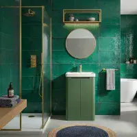 Libras 500mm 2 Door Basin Unit Sage Green - Includes Ceramic Basin