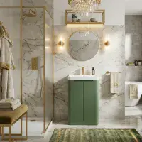 Libras 500mm 2 Door Basin Unit Sage Green - Includes Ceramic Basin