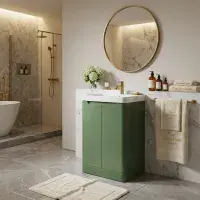 Libras 500mm 2 Door Basin Unit Sage Green - Includes Ceramic Basin