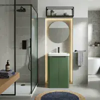 Libras 500mm 2 Door Basin Unit Sage Green - Includes Ceramic Basin