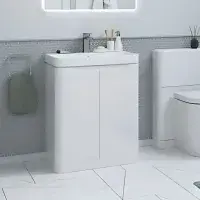 Libras 500mm 2 Door Basin Unit White Gloss, Includes Ceramic Basin