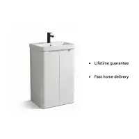 Libras 500mm 2 Door Basin Unit White Gloss, Includes Ceramic Basin