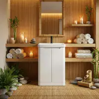 Libras 500mm 2 Door Basin Unit White Gloss, Includes Ceramic Basin