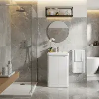 Libras 500mm 2 Door Basin Unit White Gloss, Includes Ceramic Basin