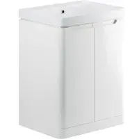 Libras 500mm 2 Door Basin Unit White Gloss, Includes Ceramic Basin
