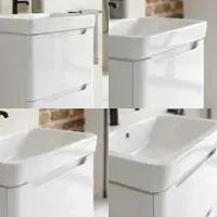 Libras 500mm 2 Drawer Wall Hung Cloakroom Basin Unit, White Gloss, Includes Ceramic Basin