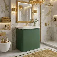 Libras 600mm 2 Door Floor Standing Basin Unit, Matt Sage Green, Includes Ceramic Basin