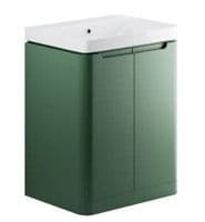 Libras 600mm 2 Door Floor Standing Basin Unit, Matt Sage Green, Includes Ceramic Basin