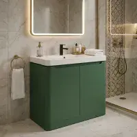 Libras 800 2 Door Floor Standing Basin Unit, Matt Sage Green, Includes Ceramic Basin