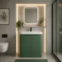 Libras 800 2 Door Floor Standing Basin Unit, Matt Sage Green, Includes Ceramic Basin