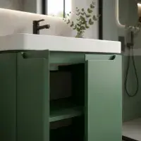 Libras 800 2 Door Floor Standing Basin Unit, Matt Sage Green, Includes Ceramic Basin