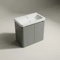 Libras 800mm 2 Door Floor Standing  Basin Unit, Matt Grey, Includes Ceramic Basin