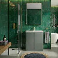 Libras 800mm 2 Door Floor Standing  Basin Unit, Matt Grey, Includes Ceramic Basin