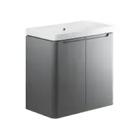 Libras 800mm 2 Door Floor Standing  Basin Unit, Matt Grey, Includes Ceramic Basin