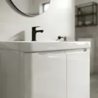 Libras 800mm 2 Door Floor Standing Basin Unit, White Gloss, Includes Ceramic Basin