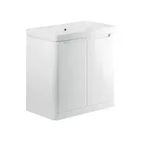 Libras 800mm 2 Door Floor Standing Basin Unit, White Gloss, Includes Ceramic Basin