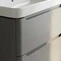 Libras 800mm 2 Drawer Wall Hung Basin Unit, Matt Grey, Includes Ceramic Basin