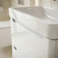 Libras 800mm 2 Drawer Wall Hung Basin Unit, White Gloss, Includes Ceramic Basin
