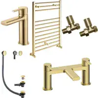 Libras Green & Gold Vanity Bathroom Pack with Super Strength Bath