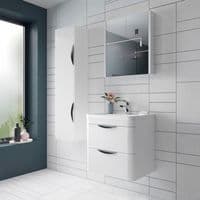 Linear 350mm Wall-Hung Tall Storage Unit - Gloss White | Bathcenter