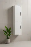 Linear 350mm Wall-Hung Tall Storage Unit - Gloss White | Bathcenter
